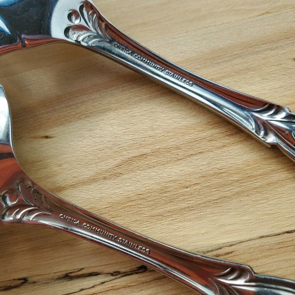 Oneida Chandelier Pierced Serving Spoon & Fork stainless flatware 2 pc - Picture 7 of 7